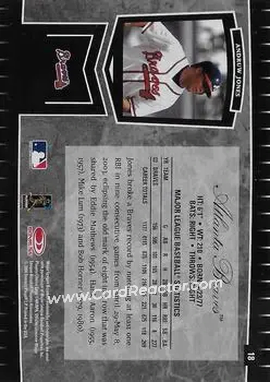 2004 Leaf Certified Cuts #18 - Andruw Jones - Atlanta Braves - Back