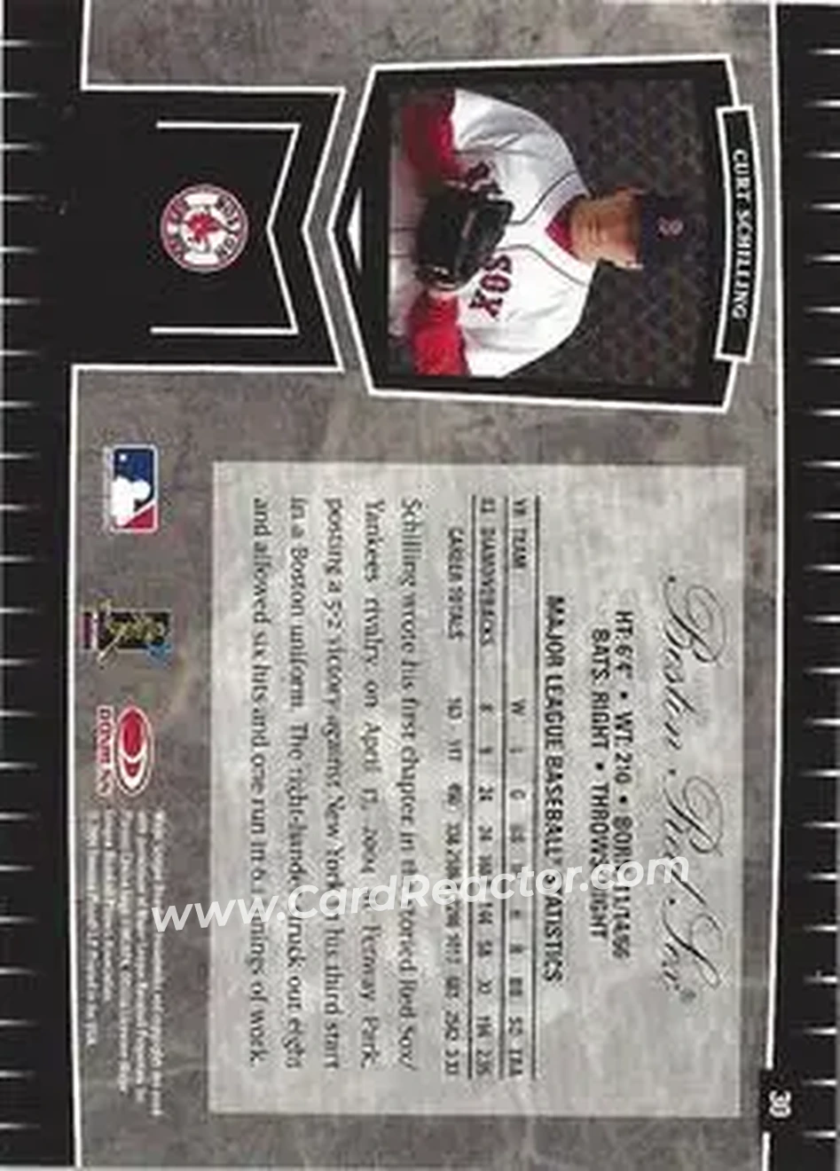 2004 Leaf Certified Cuts #30 - Curt Schilling - Boston Red Sox - Back 2004 Leaf Certified Cuts #30 - Curt Schilling - Boston Red Sox - Back