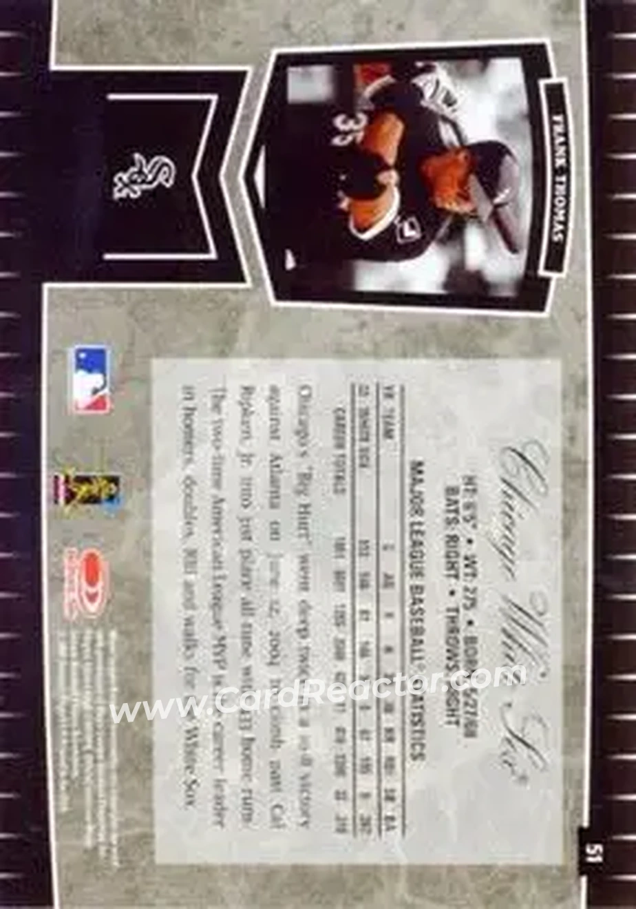 2004 Leaf Certified Cuts #51 - Frank Thomas - Chicago White Sox - Back