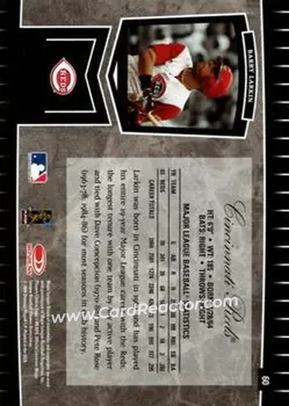 2004 Leaf Certified Cuts #60 - Barry Larkin - Cincinnati Reds - Back