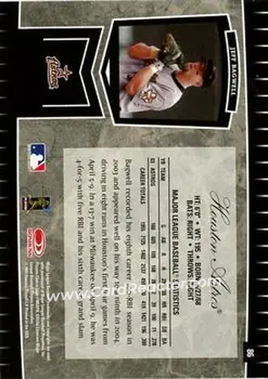 2004 Leaf Certified Cuts #86 - Jeff Bagwell - Houston Astros - Back