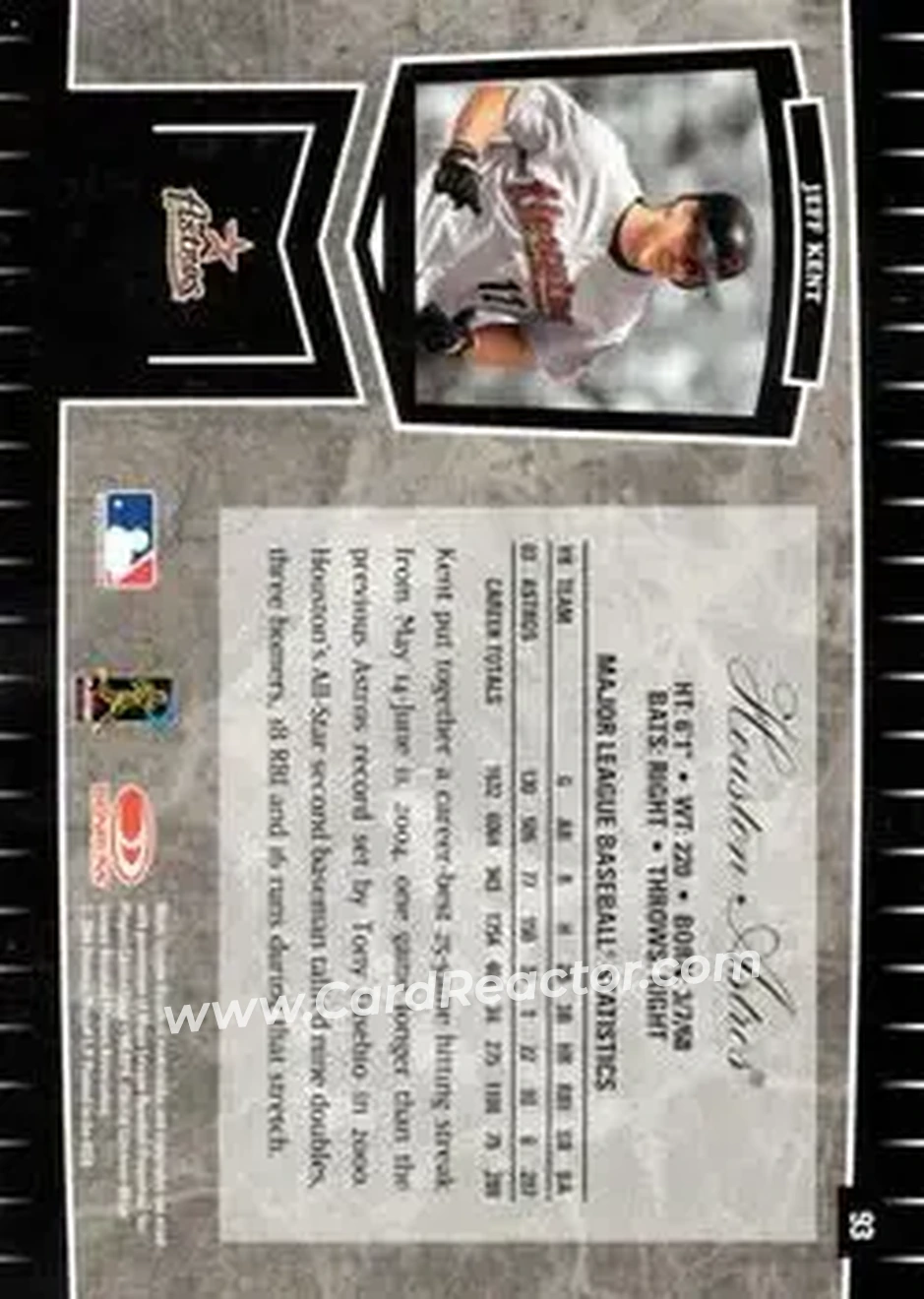 2004 Leaf Certified Cuts #93 - Jeff Kent - Houston Astros - Back