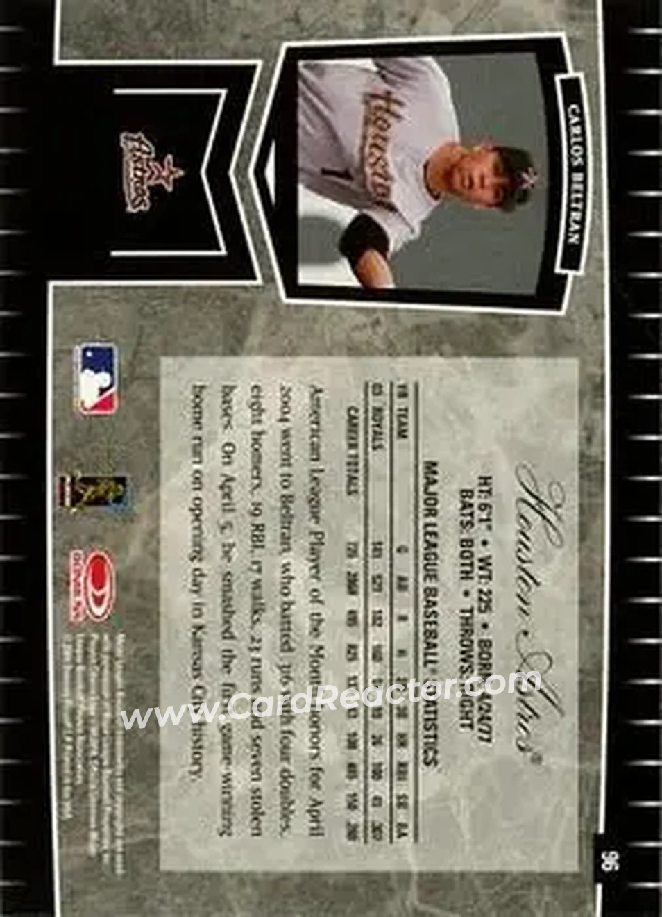 2004 Leaf Certified Cuts #96 - Carlos Beltran - Houston Astros - Back