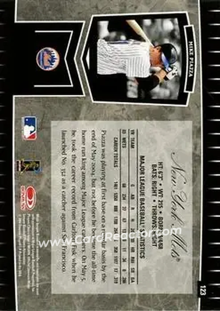 2004 Leaf Certified Cuts #123 - Mike Piazza - New York Mets - Back