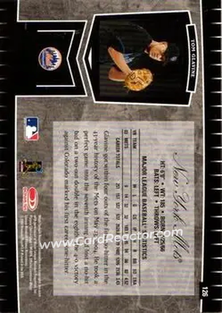 2004 Leaf Certified Cuts #126 - Tom Glavine - New York Mets - Back