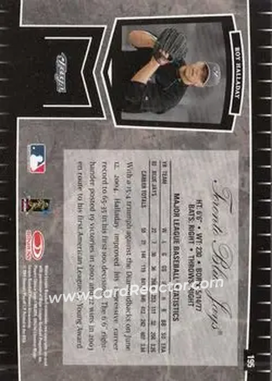 2004 Leaf Certified Cuts #195 - Roy Halladay - Toronto Blue Jays - Back