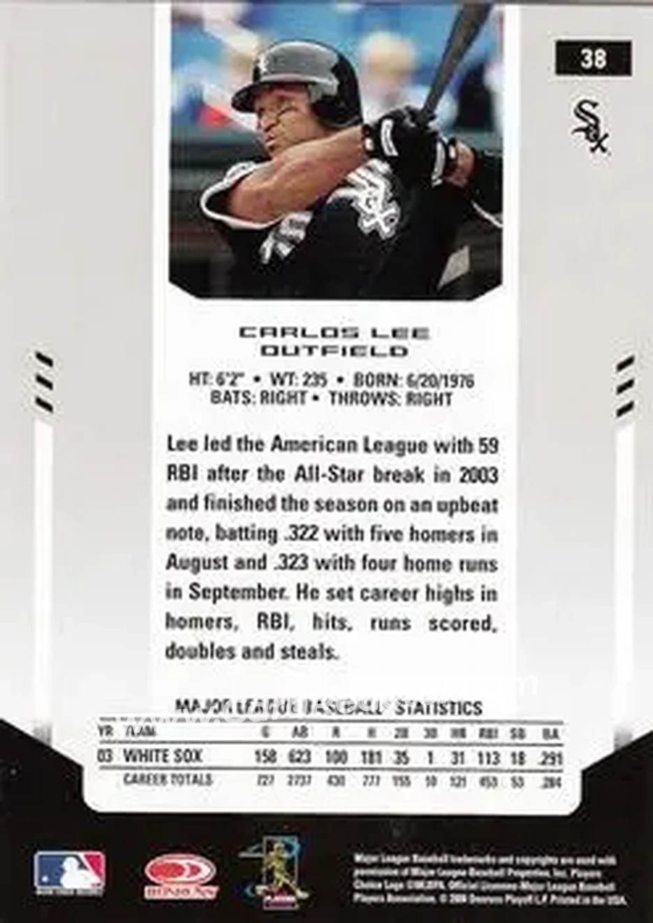 2004 Leaf Certified Materials #38 - Carlos Lee - Chicago White Sox - Back