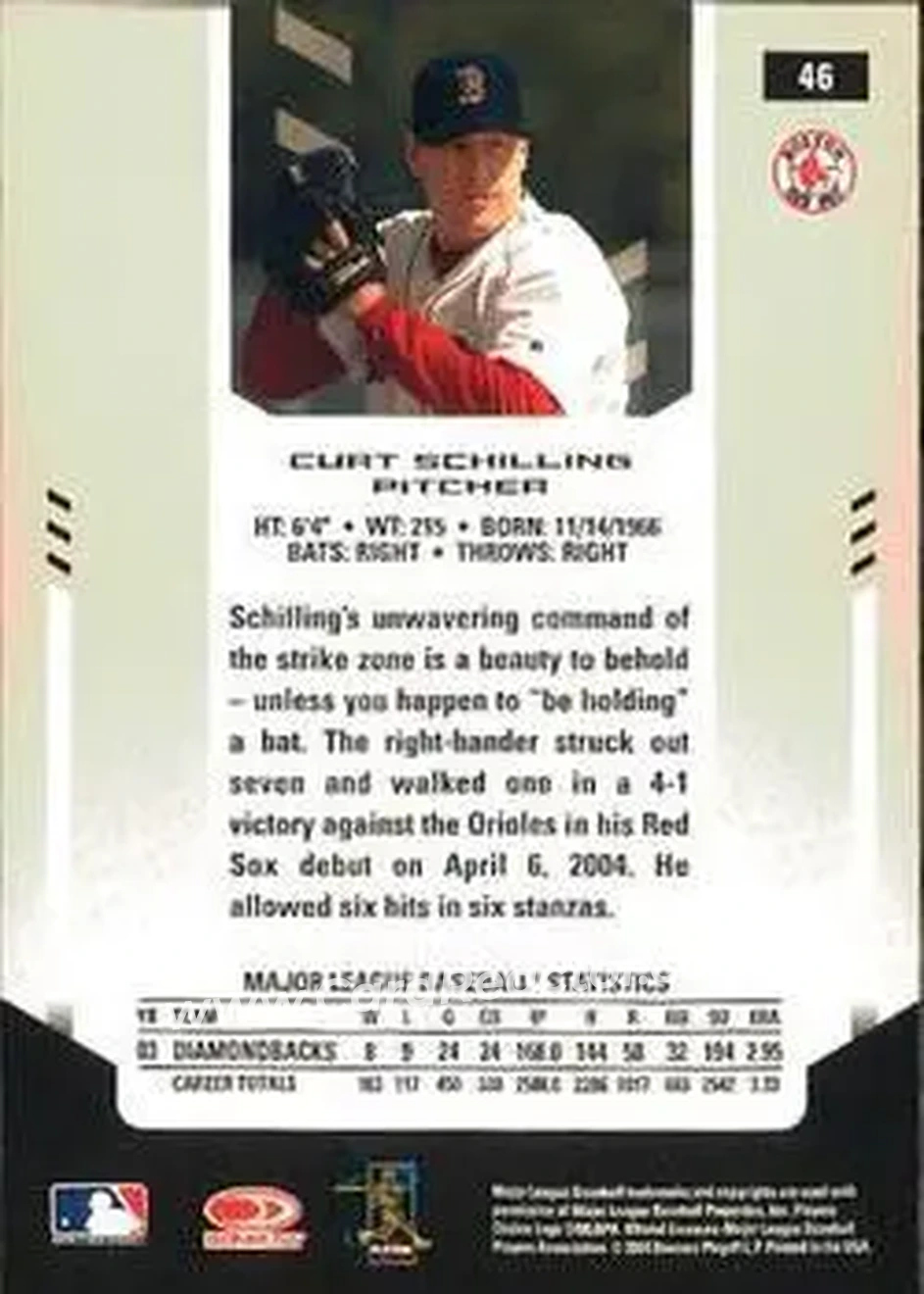2004 Leaf Certified Materials #46 - Curt Schilling - Boston Red Sox - Back