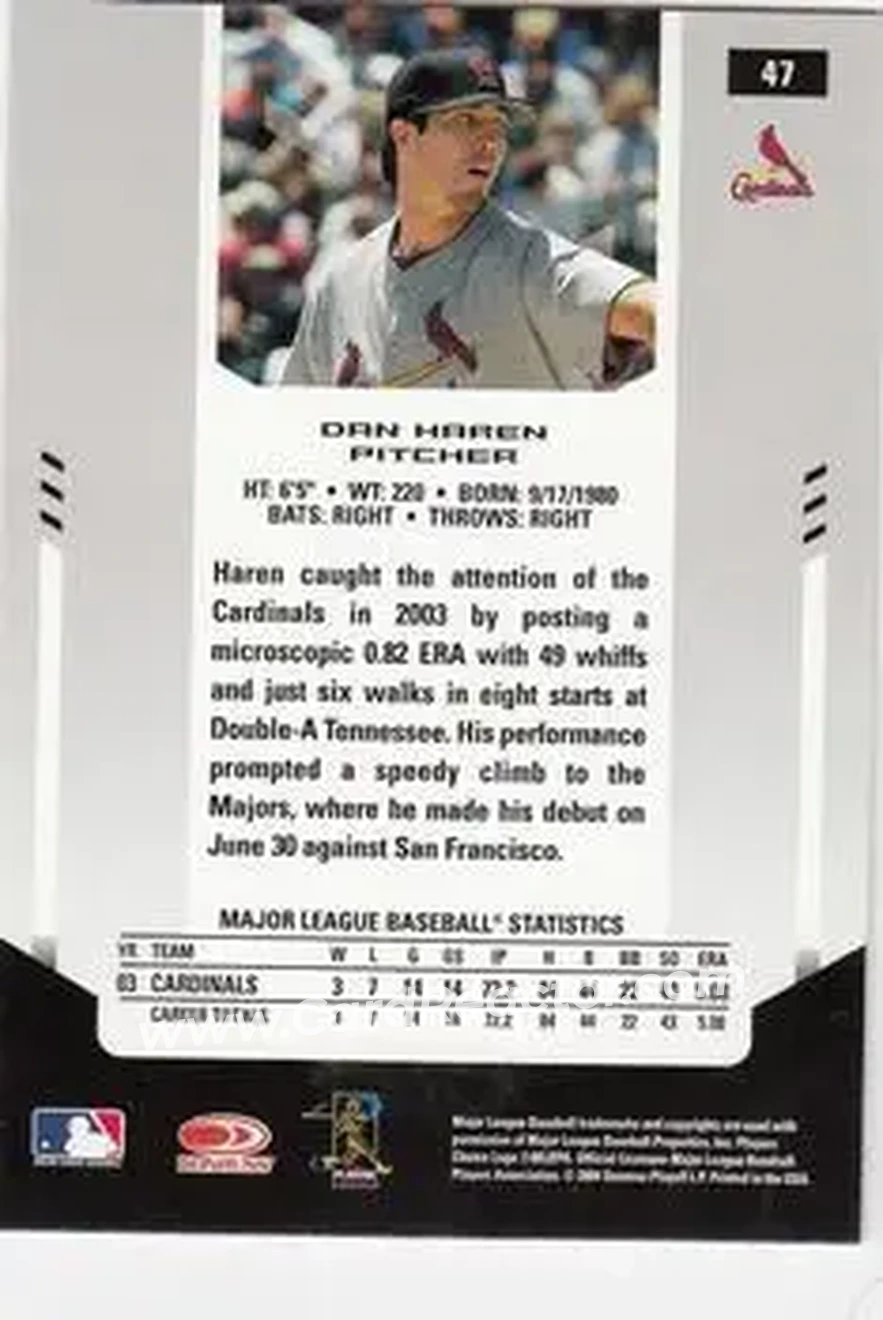 2004 Leaf Certified Materials #47 - Dan Haren - St. Louis Cardinals - Back