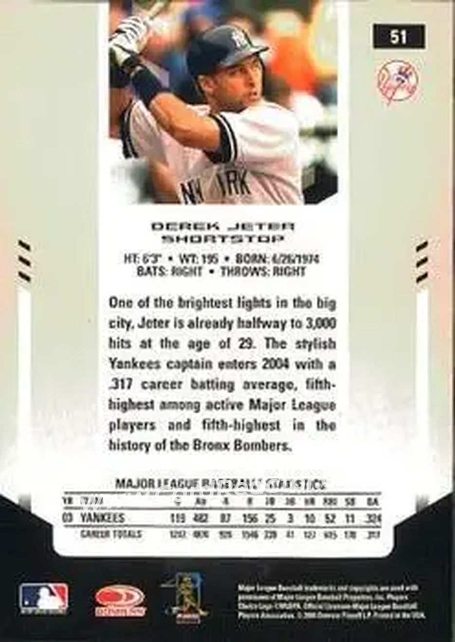 2004 Leaf Certified Materials #51 - Derek Jeter - New York Yankees - Back 2004 Leaf Certified Materials #51 - Derek Jeter - New York Yankees - Back