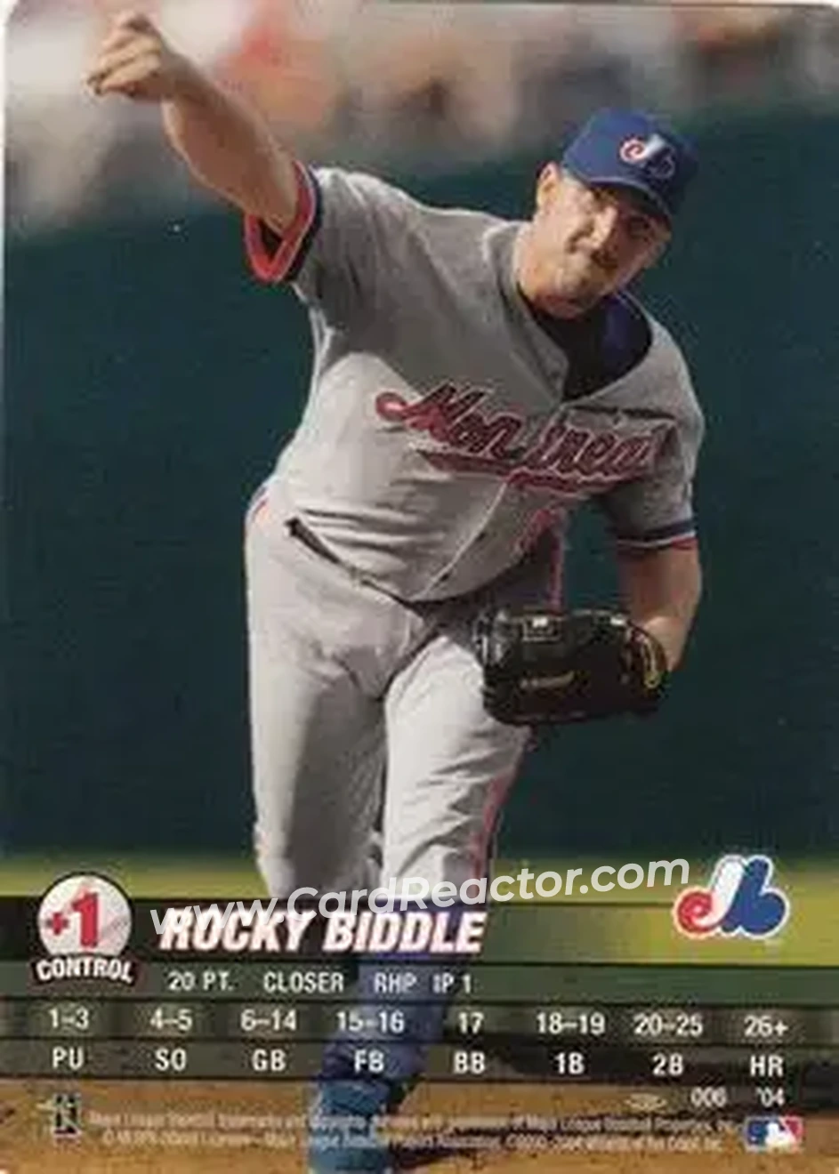 2004 MLB Showdown Pennant Run #006 - Rocky Biddle - Montreal Expos - Front