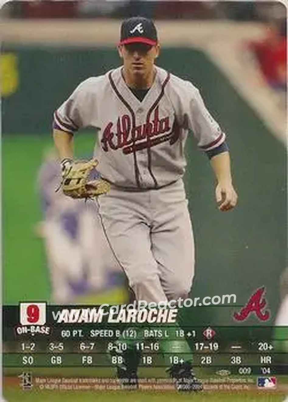 2004 MLB Showdown Pennant Run #009 - Adam LaRoche - Atlanta Braves - Front