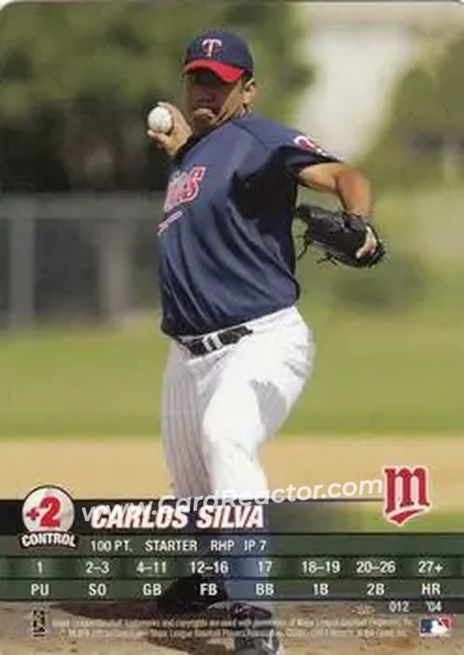 2004 MLB Showdown Pennant Run #012 - Carlos Silva - Minnesota Twins - Front