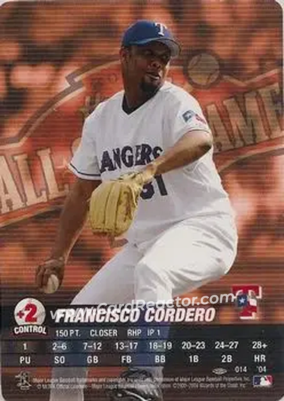 2004 MLB Showdown Pennant Run #014 - Francisco Cordero - Texas Rangers - Front