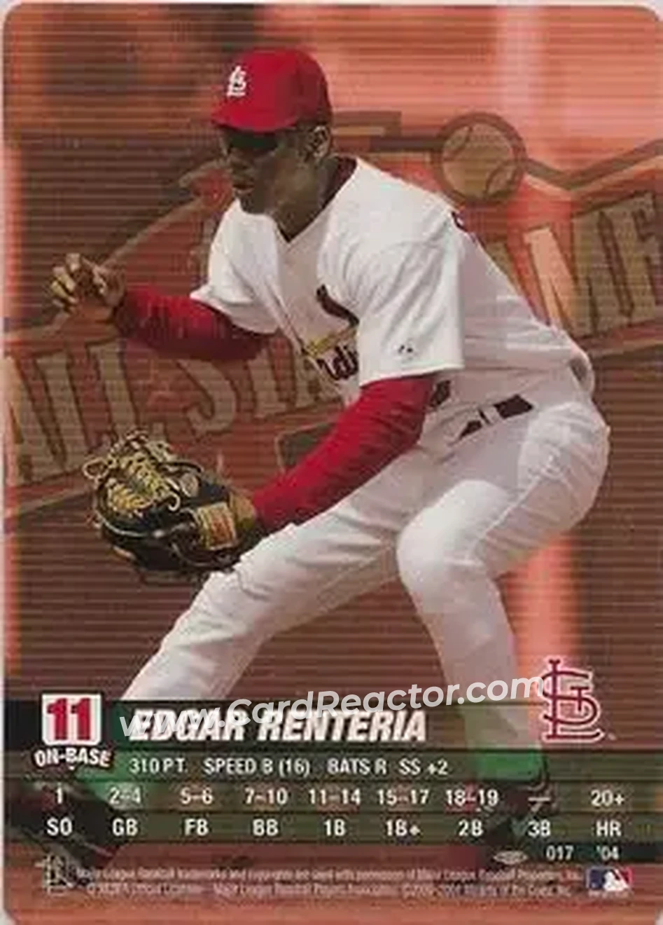 2004 MLB Showdown Pennant Run #017 - Edgar Renteria - St. Louis Cardinals - Front