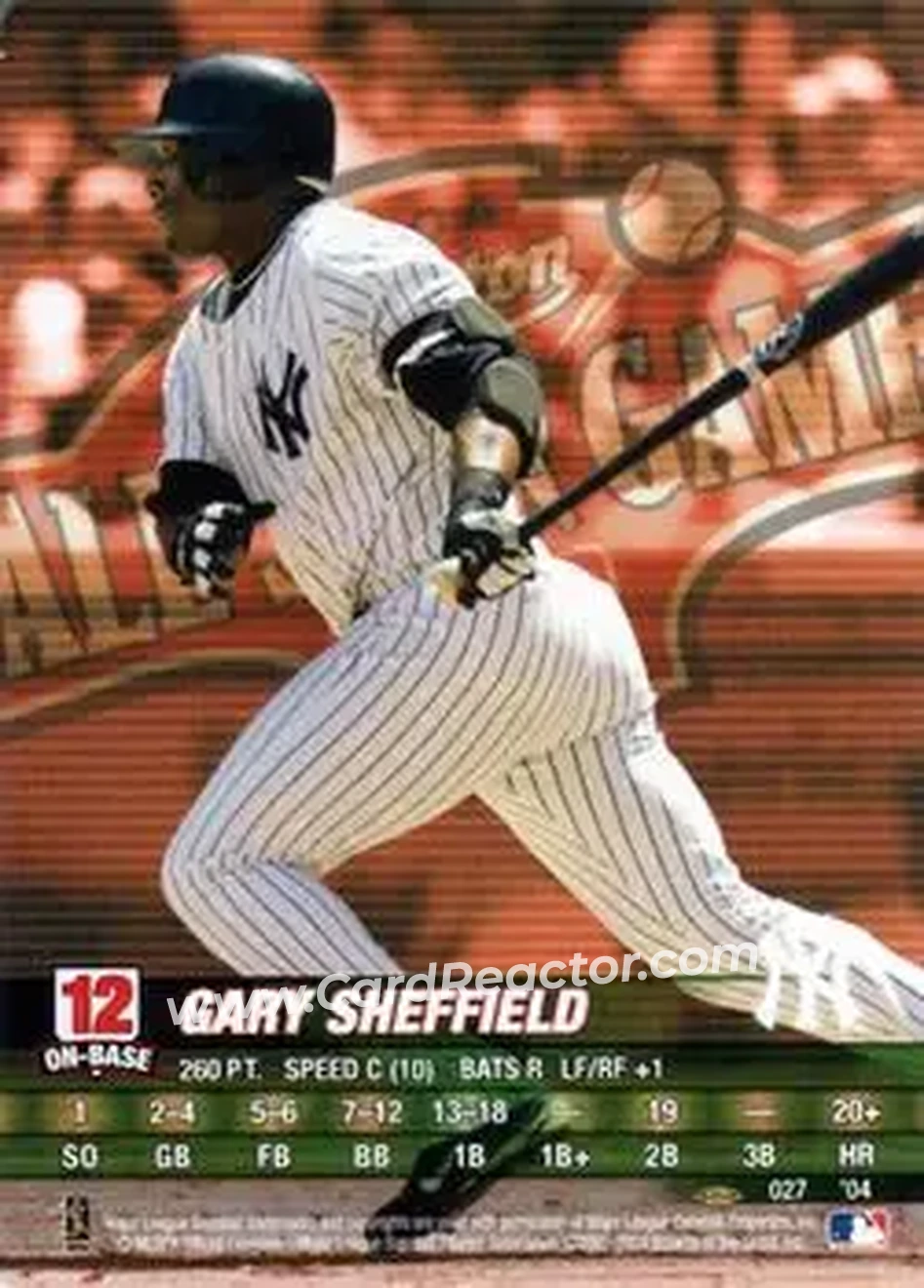 2004 MLB Showdown Pennant Run #027 - Gary Sheffield - New York Yankees - Front