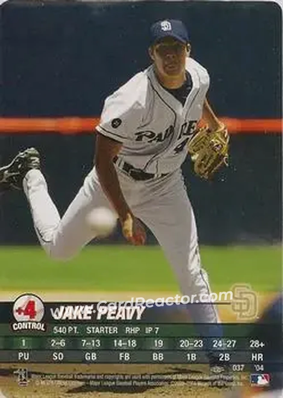 2004 MLB Showdown Pennant Run #037 - Jake Peavy - San Diego Padres - Front