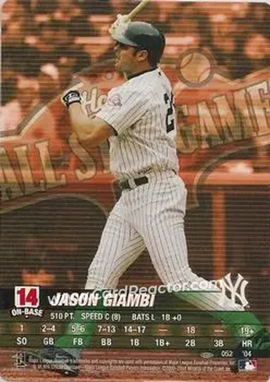 2004 MLB Showdown Pennant Run #052 - Jason Giambi - New York Yankees - Front