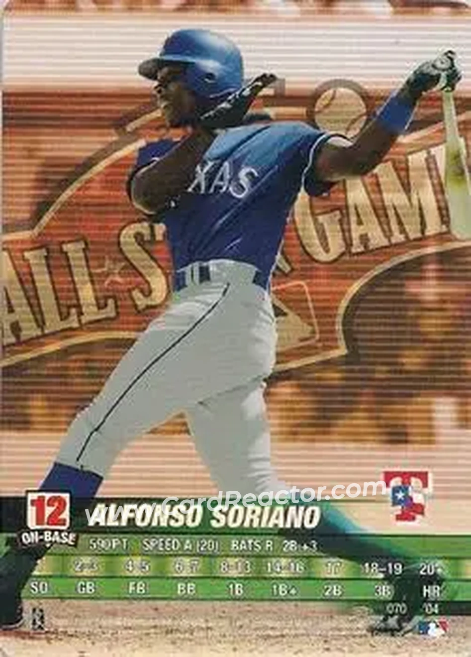 2004 MLB Showdown Pennant Run #070 - Alfonso Soriano - Texas Rangers - Front