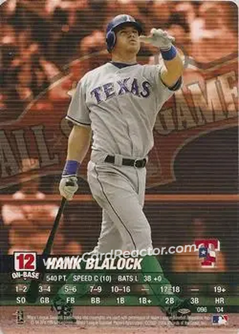2004 MLB Showdown Pennant Run #096 - Hank Blalock - Texas Rangers - Front