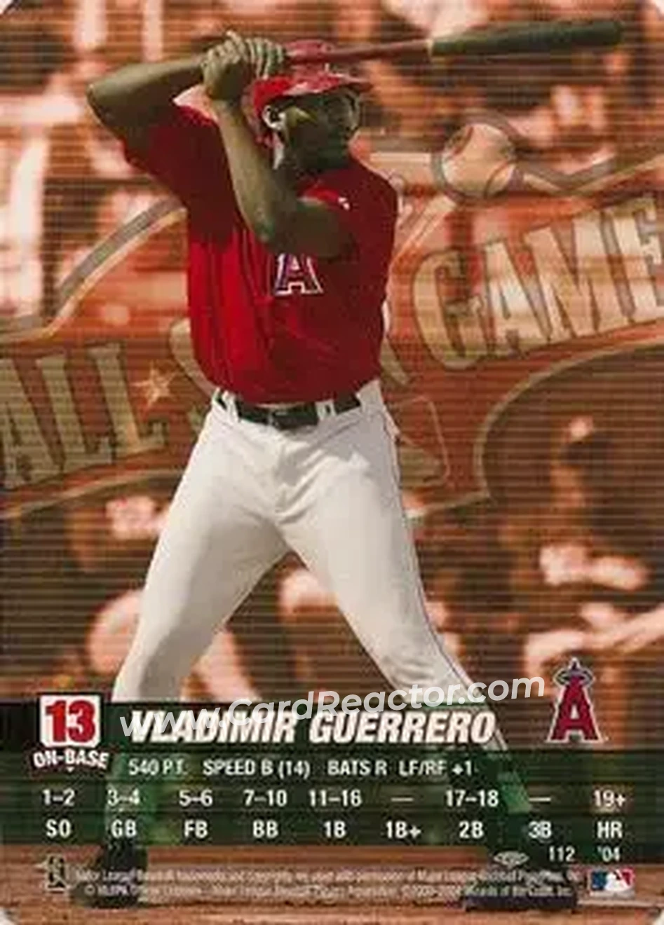 2004 MLB Showdown Pennant Run #112 - Vladimir Guerrero - Anaheim Angels - Front