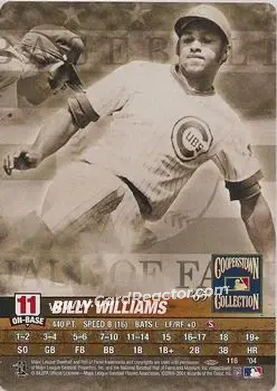 2004 MLB Showdown Pennant Run #116 - Billy Williams - Chicago Cubs - Front