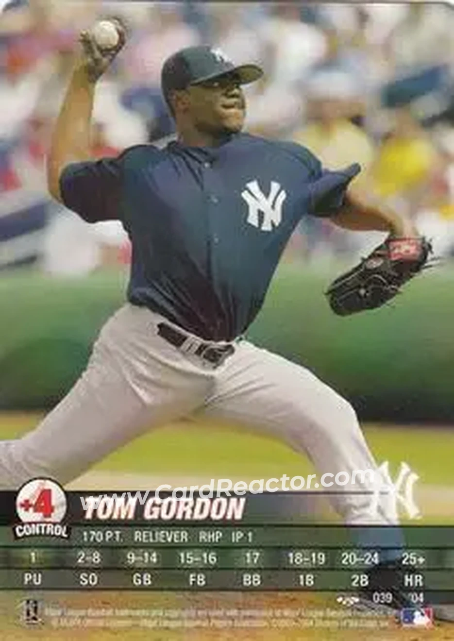 2004 MLB Showdown Trading Deadline #039 - Tom Gordon - New York Yankees - Front