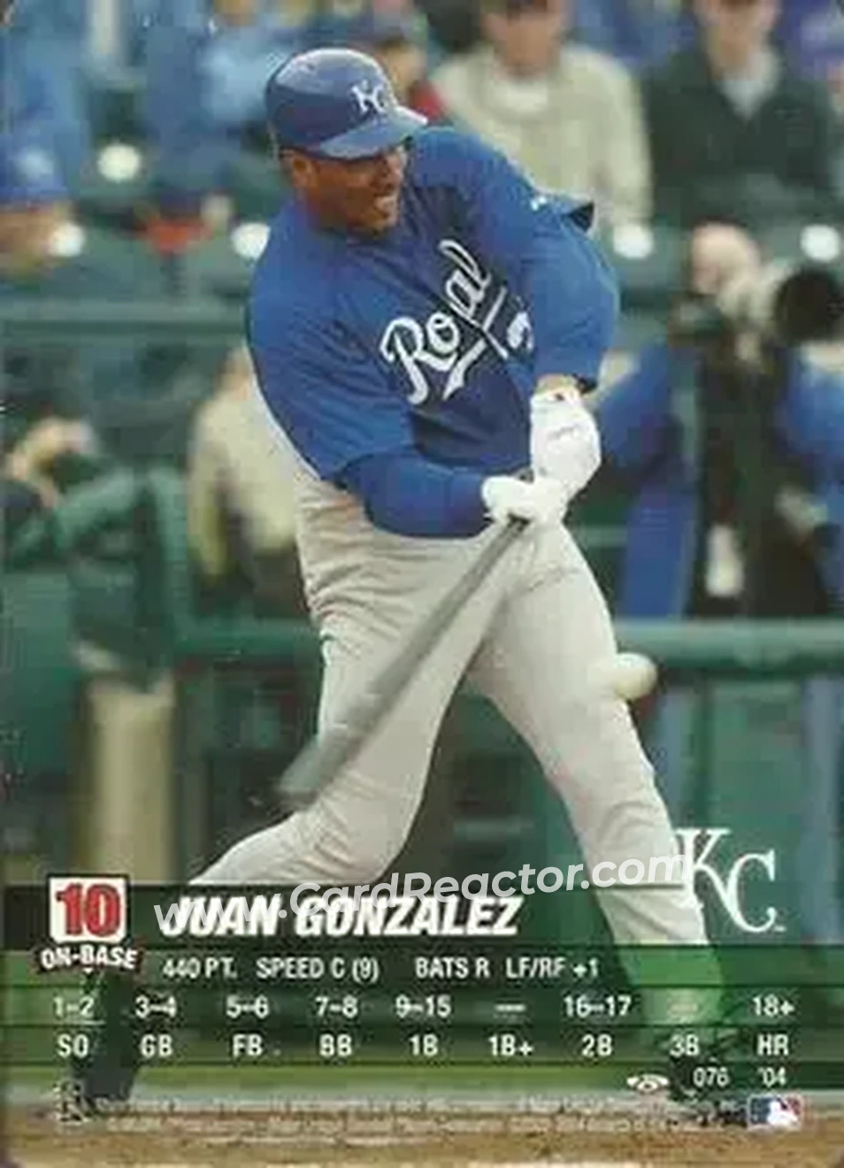 2004 MLB Showdown Trading Deadline #076 - Juan Gonzalez - Kansas City Royals - Front