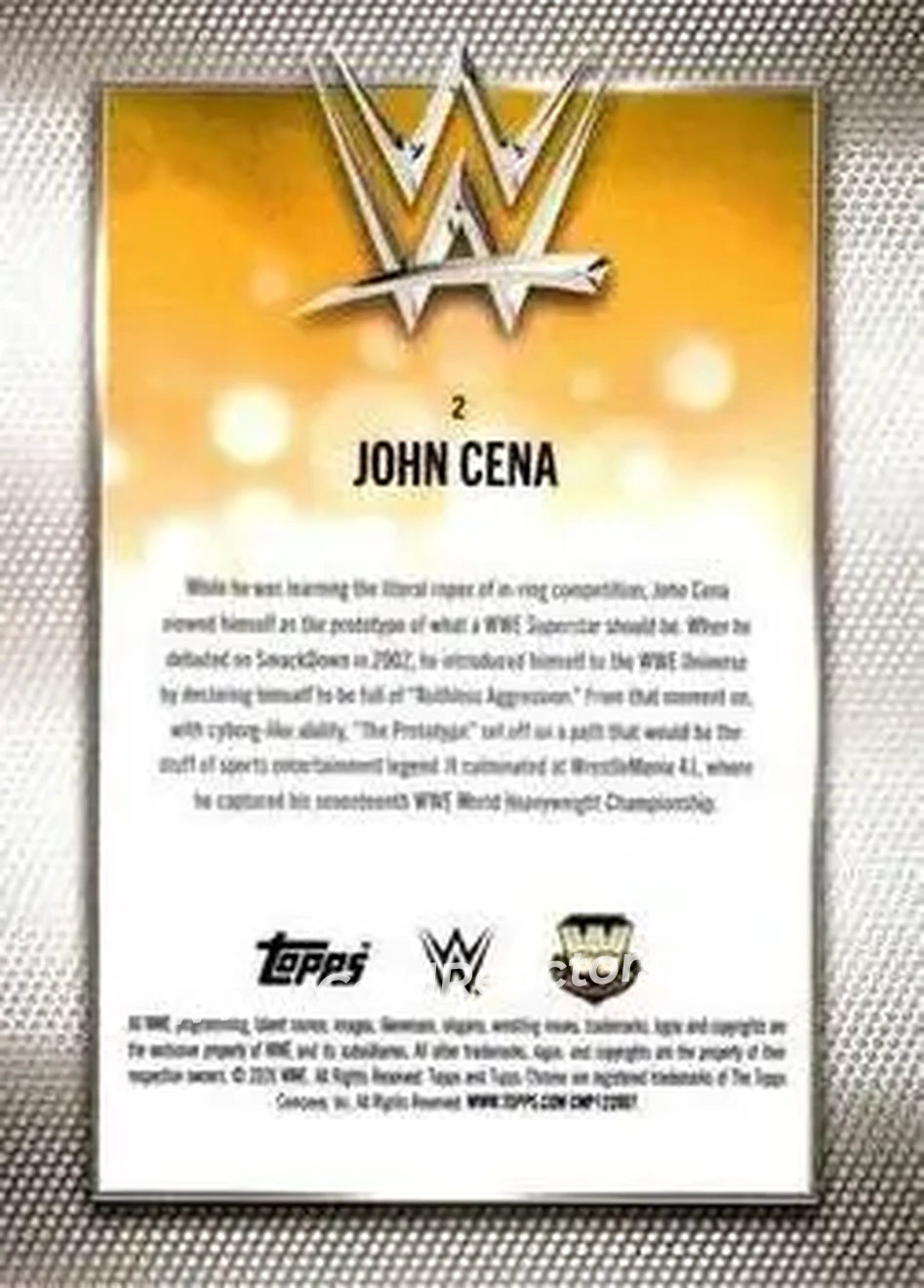 2026 Topps Chrome WWE #2 - John Cena - Back 2026 Topps Chrome WWE #2 - John Cena - Back