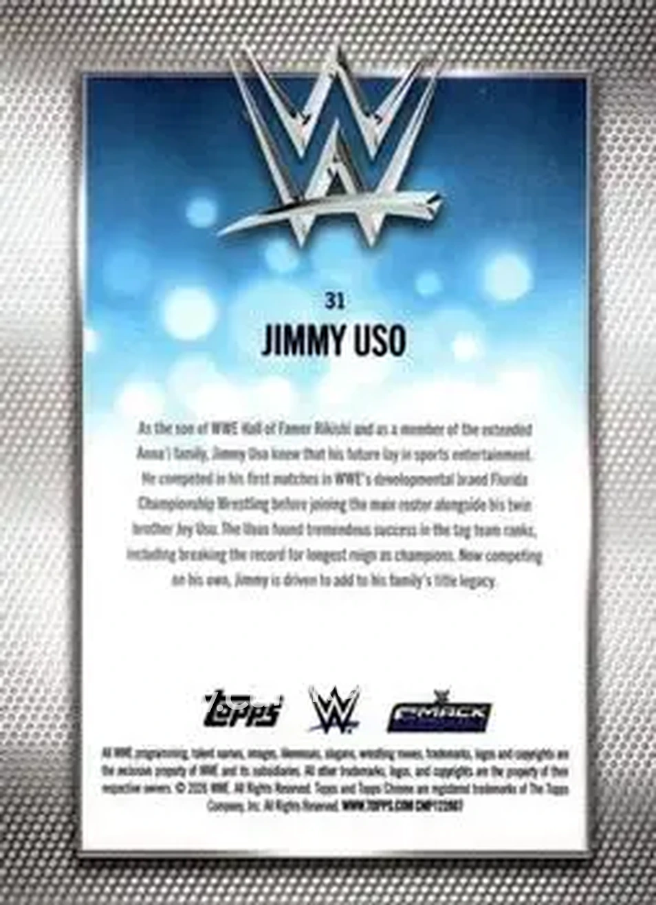 2026 Topps Chrome WWE #31 - Jimmy Uso - Back
