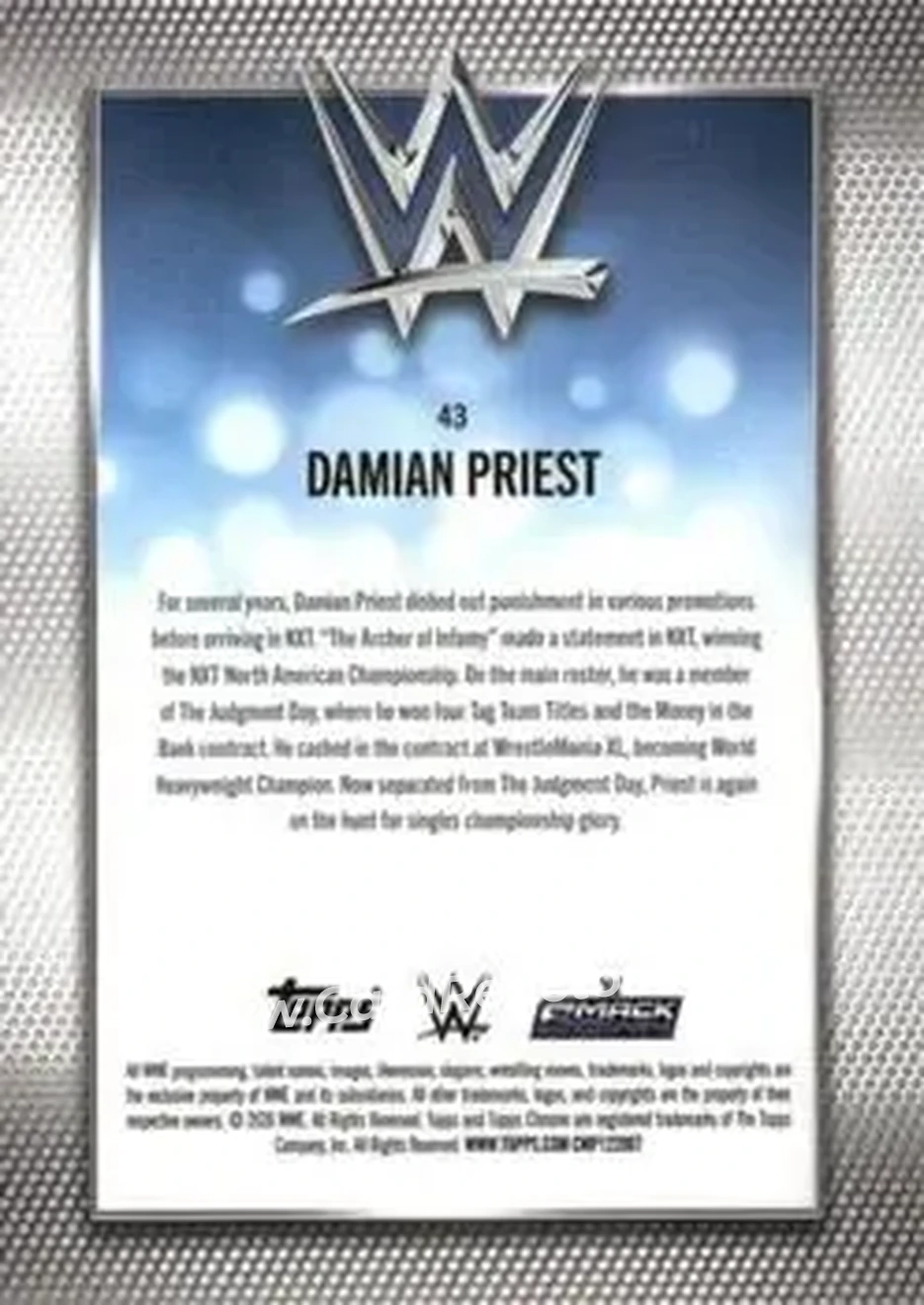 2026 Topps Chrome WWE #43 - Damian Priest - Back 2026 Topps Chrome WWE #43 - Damian Priest - Back