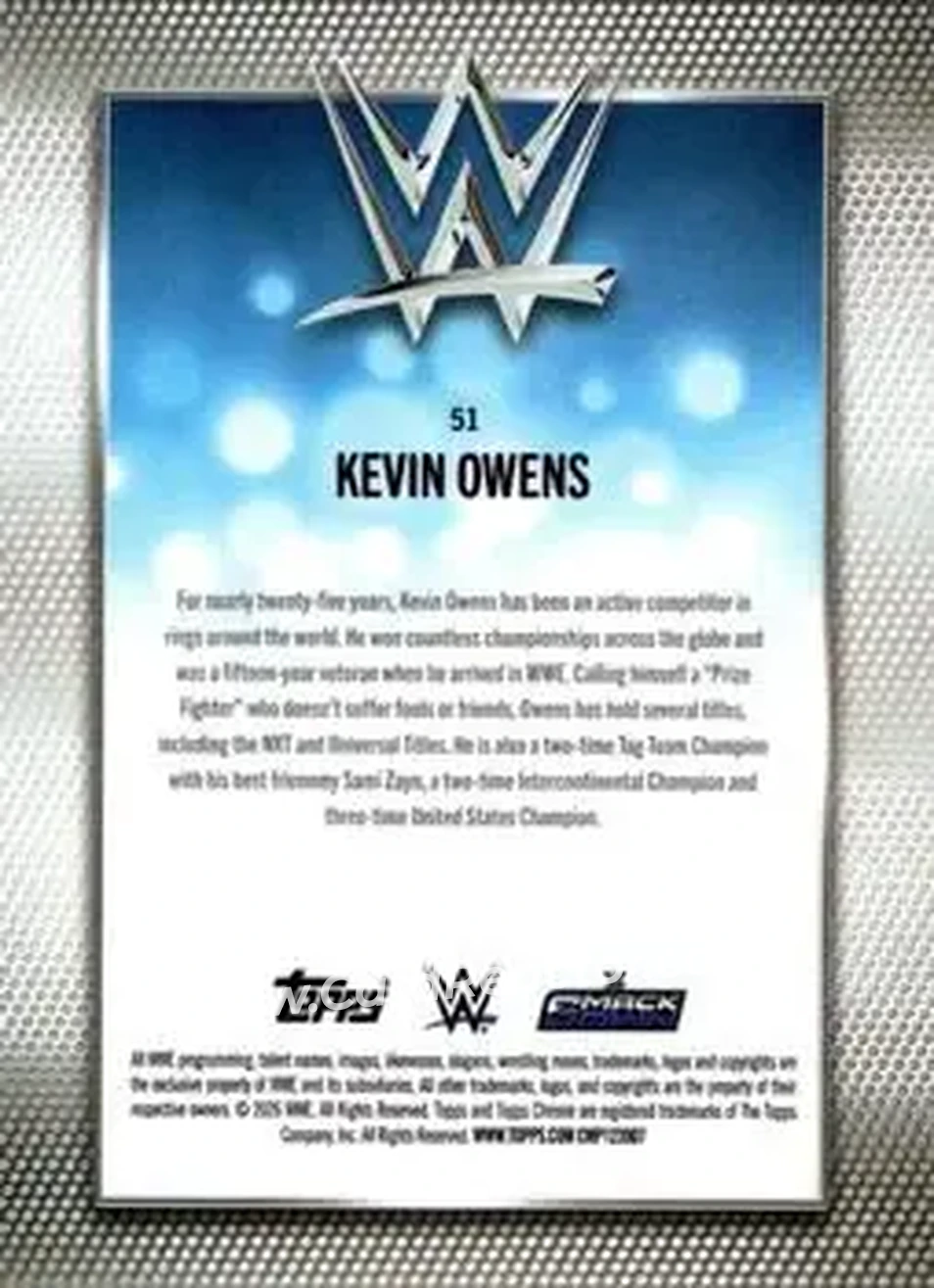 2026 Topps Chrome WWE #51 - Kevin Owens - Back 2026 Topps Chrome WWE #51 - Kevin Owens - Back