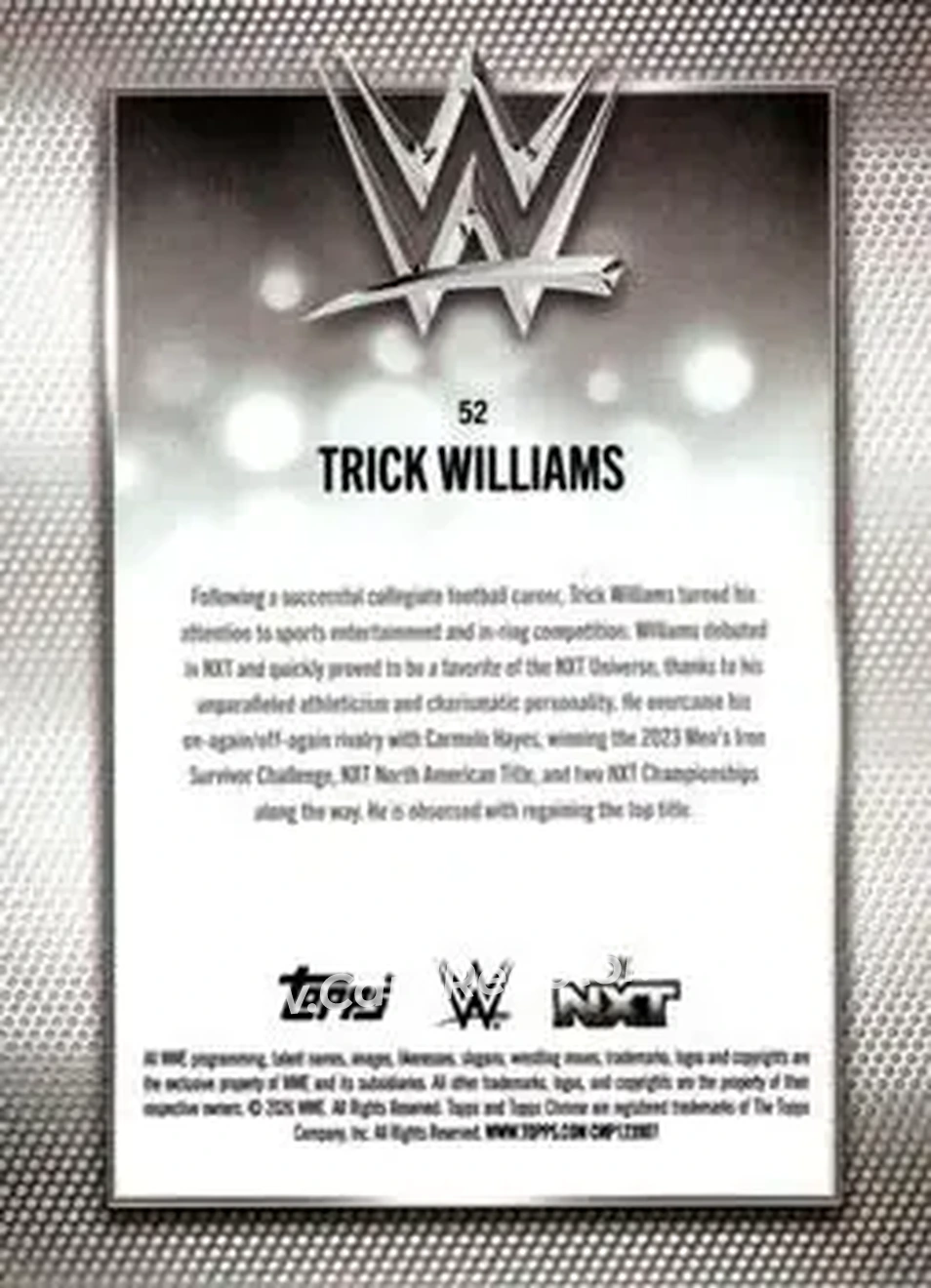 2026 Topps Chrome WWE #52 - Trick Williams - Back