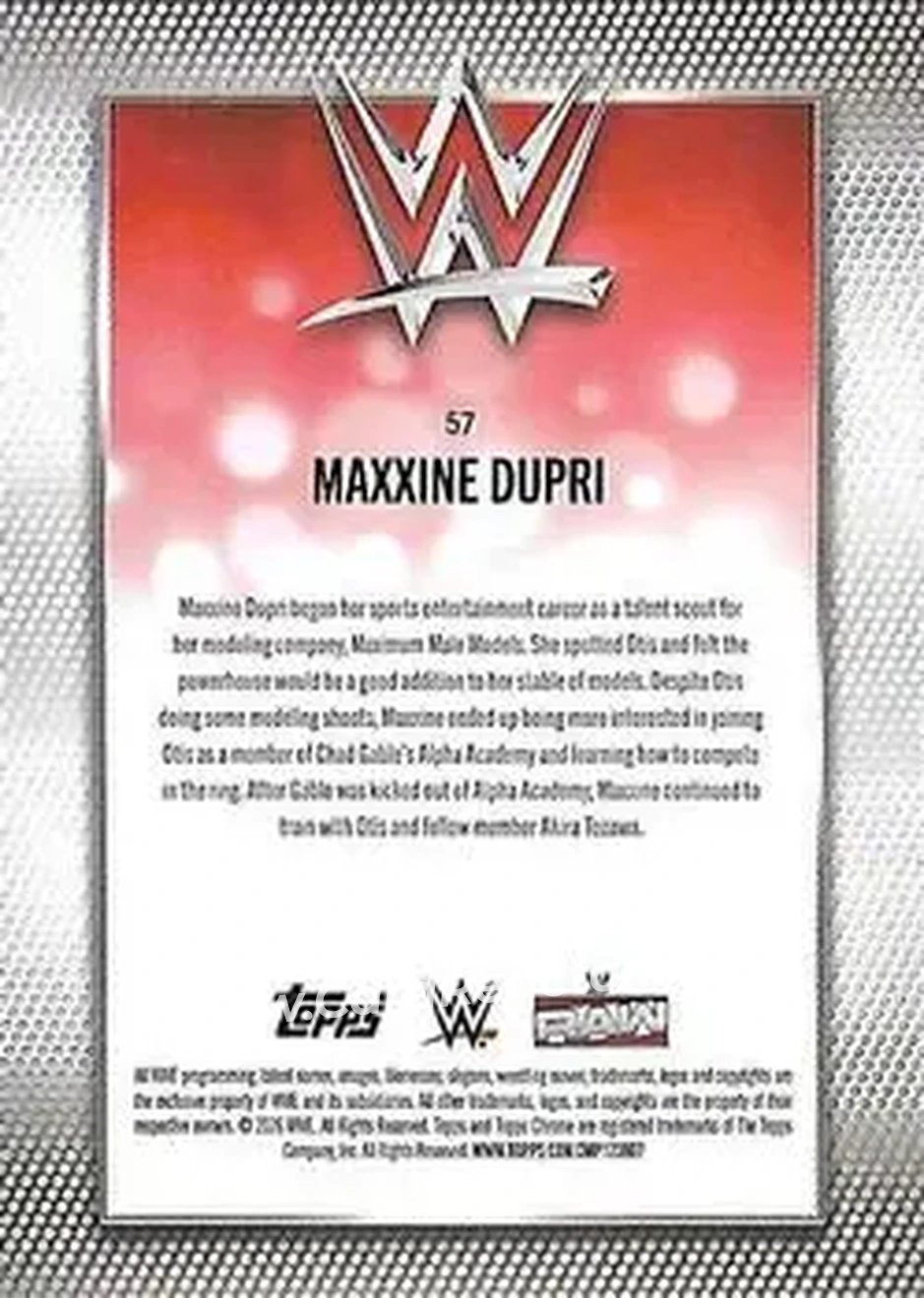 2026 Topps Chrome WWE #57 - Maxxine Dupri - Back