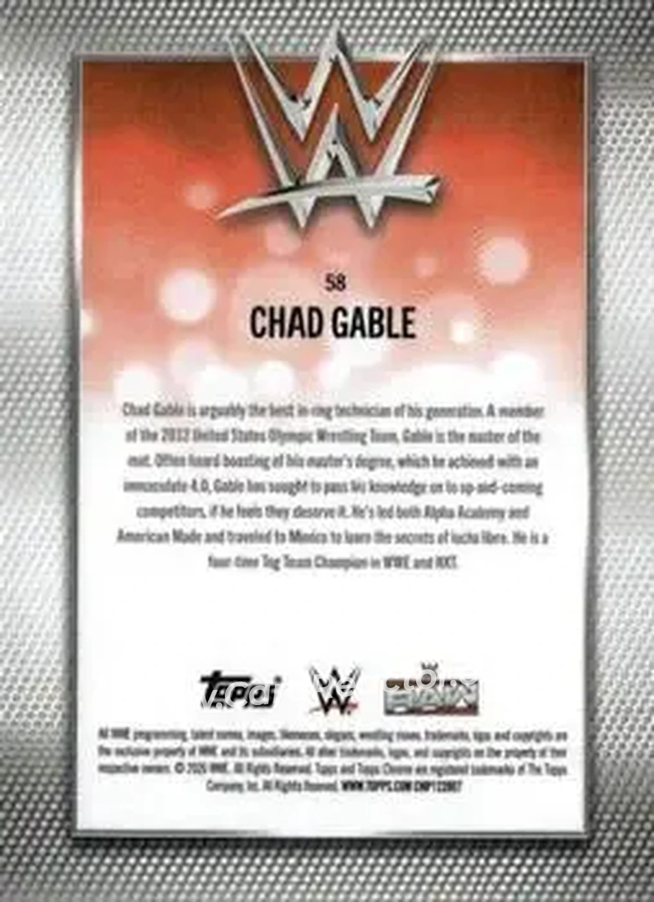 2026 Topps Chrome WWE #58 - Chad Gable - Back 2026 Topps Chrome WWE #58 - Chad Gable - Back