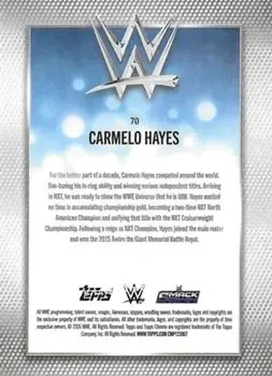 2026 Topps Chrome WWE #70 - Carmelo Hayes - Back