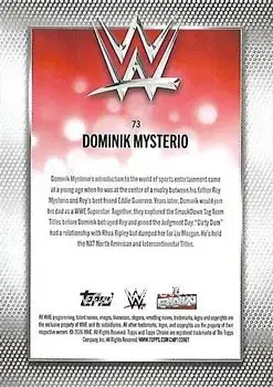 2026 Topps Chrome WWE #73 - "Dirty" Dominik Mysterio - Back