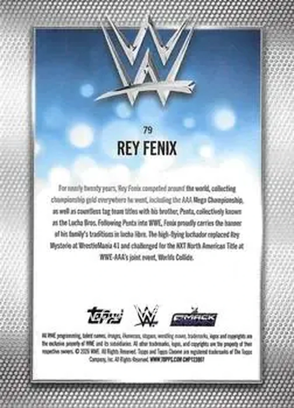 2026 Topps Chrome WWE #79 - Rey Fenix - Back 2026 Topps Chrome WWE #79 - Rey Fenix - Back