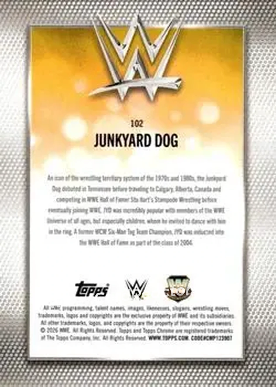 2026 Topps Chrome WWE #102 - The Junkyard Dog - Back 2026 Topps Chrome WWE #102 - The Junkyard Dog - Back