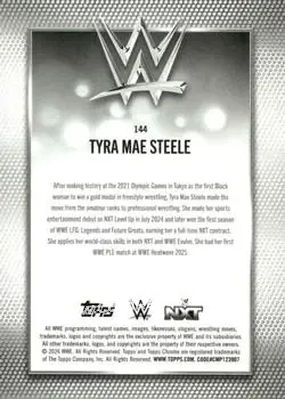 2026 Topps Chrome WWE #144 - Tyra Mae Steele - Back 2026 Topps Chrome WWE #144 - Tyra Mae Steele - Back