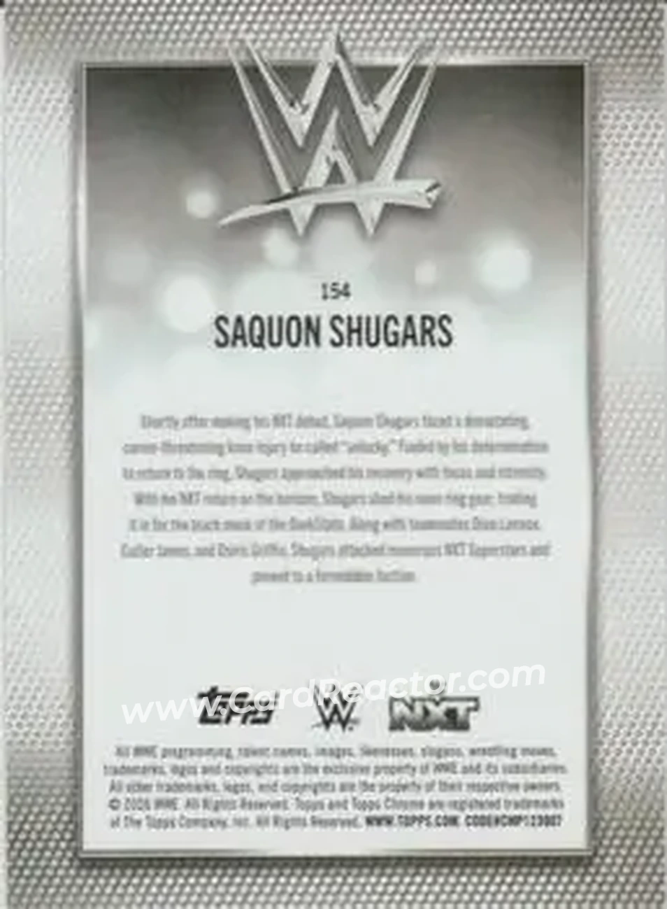 2026 Topps Chrome WWE #154 - Saquon Shugars - Back