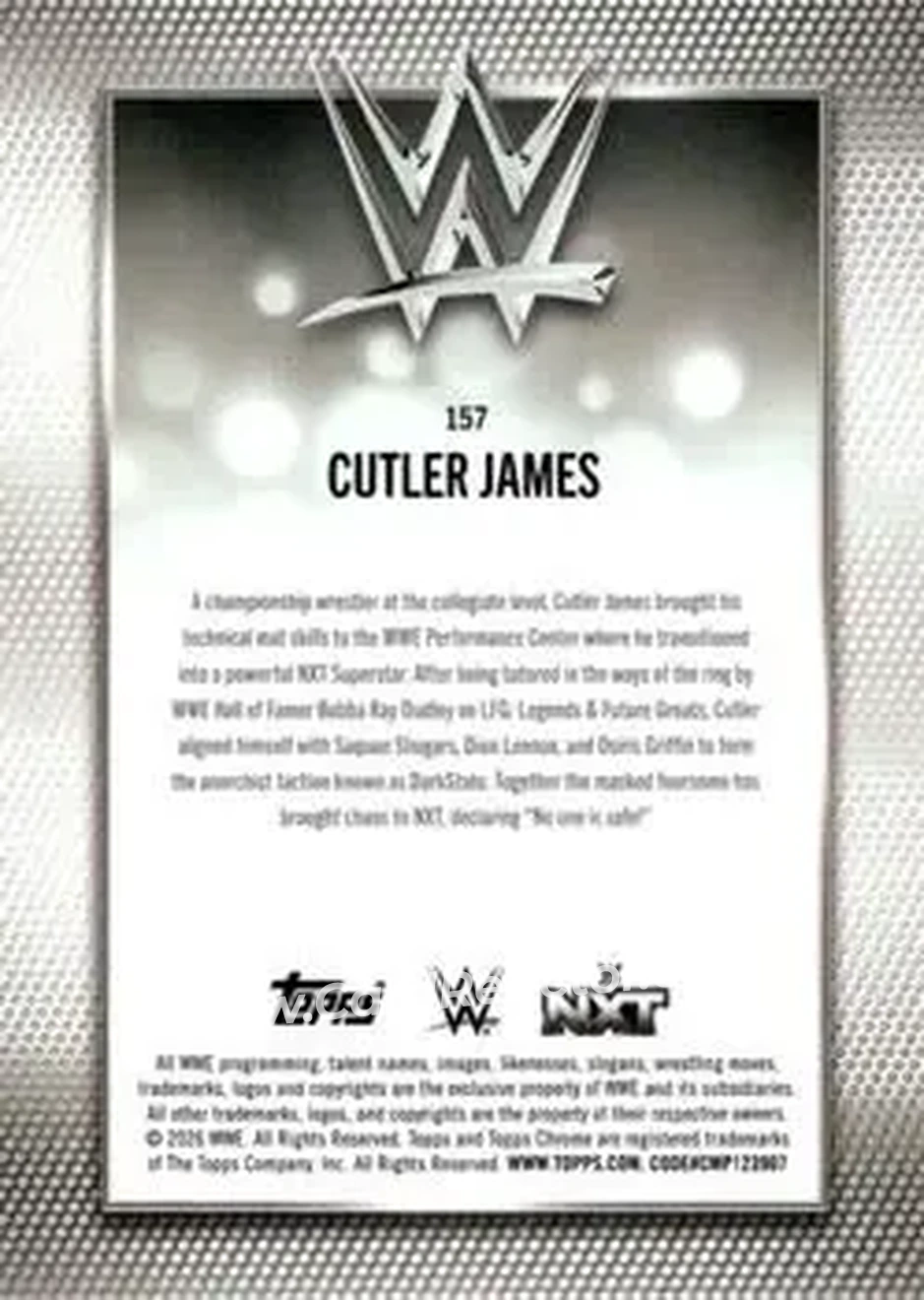 2026 Topps Chrome WWE #157 - Cutler James - Back