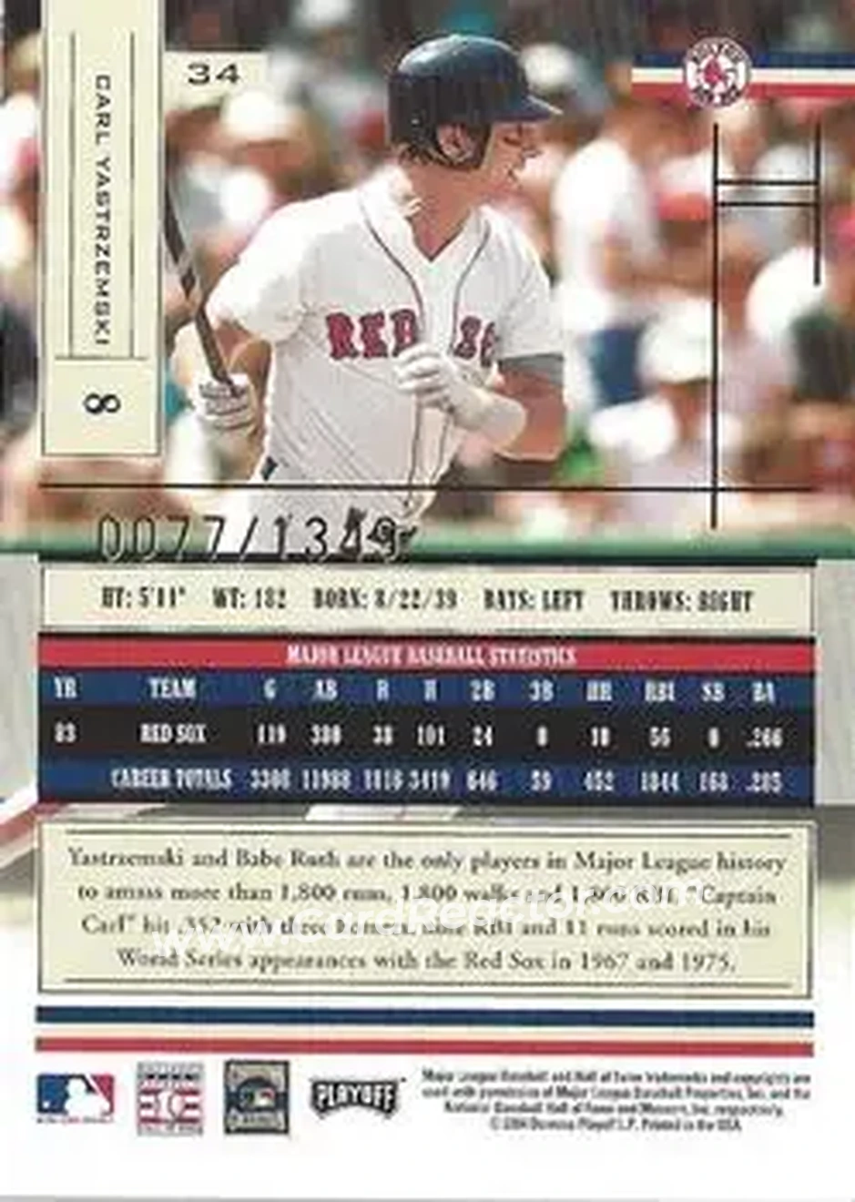 2004 Playoff Absolute Memorabilia #34 - Carl Yastrzemski - Boston Red Sox - Back