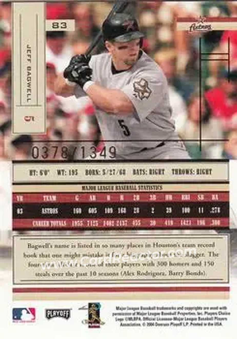 2004 Playoff Absolute Memorabilia #83 - Jeff Bagwell - Houston Astros - Back