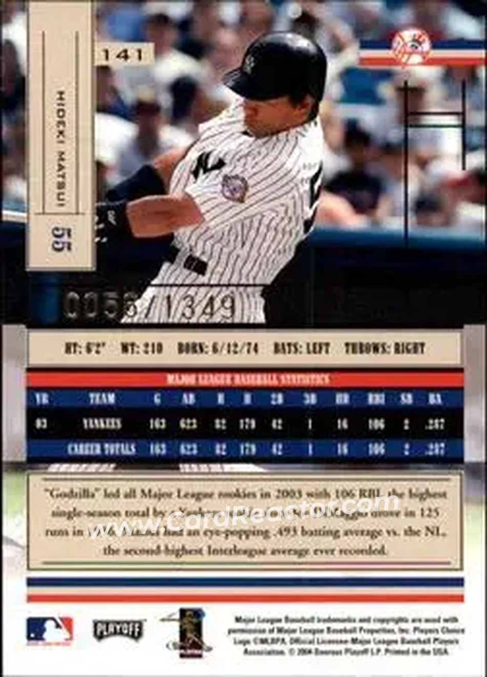 2004 Playoff Absolute Memorabilia #141 - Hideki Matsui - New York Yankees - Back