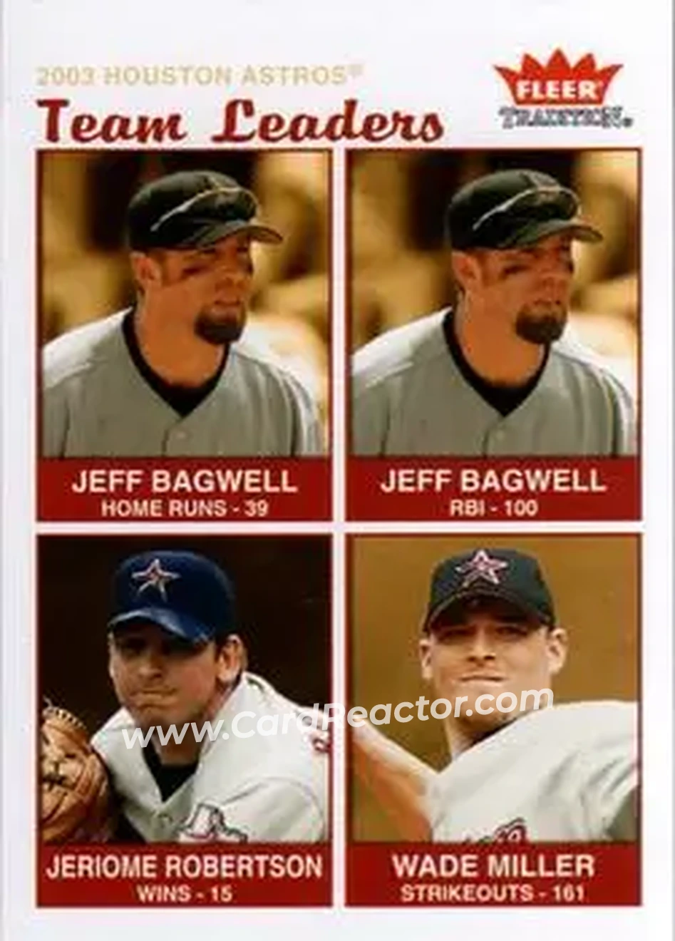 2004 Fleer Tradition #23 - Jeff Bagwell - Jeriome Robertson - Wade Miller - Houston Astros - Front