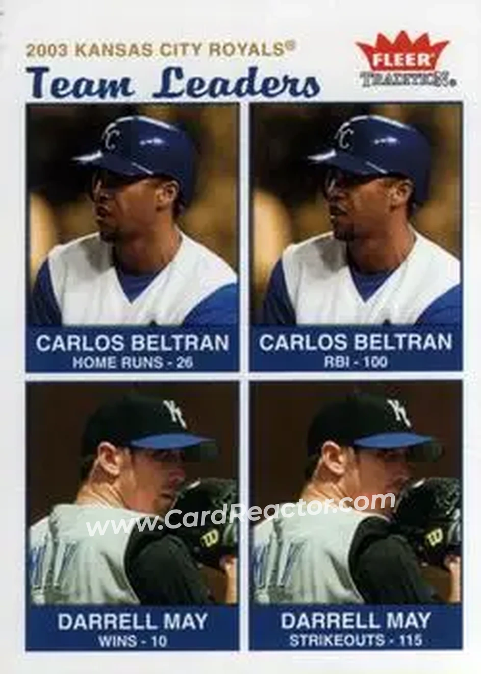 2004 Fleer Tradition #24 - Carlos Beltran - Darrell May - Kansas City Royals - Front