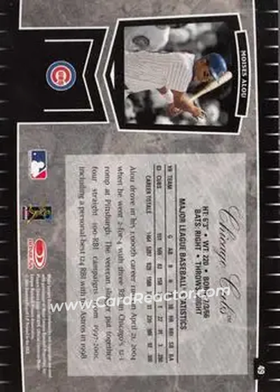 2004 Leaf Certified Cuts #49 - Moises Alou - Chicago Cubs - Back