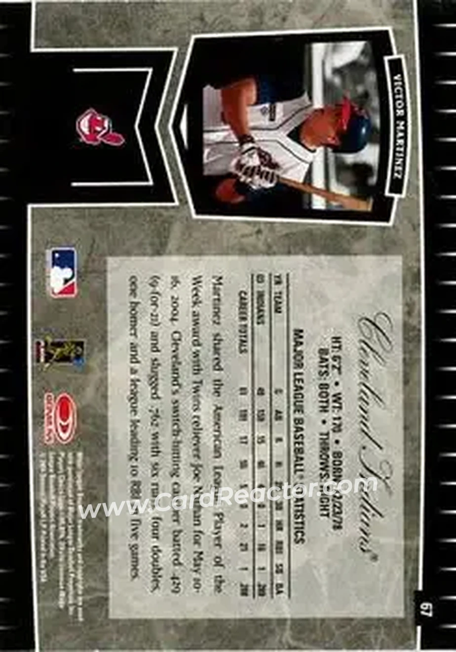 2004 Leaf Certified Cuts #67 - Victor Martinez - Cleveland Indians - Back