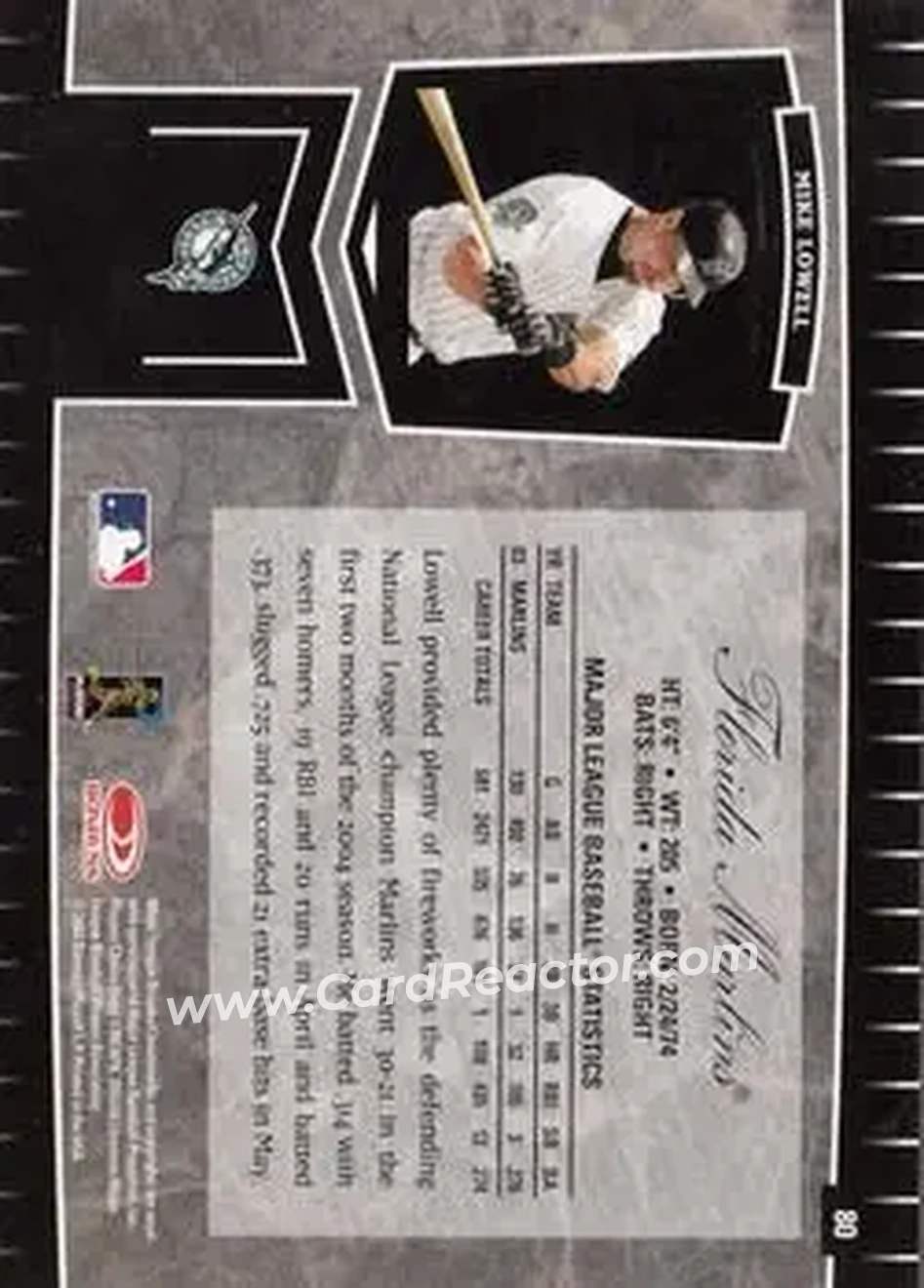 2004 Leaf Certified Cuts #80 - Mike Lowell - Florida Marlins - Back